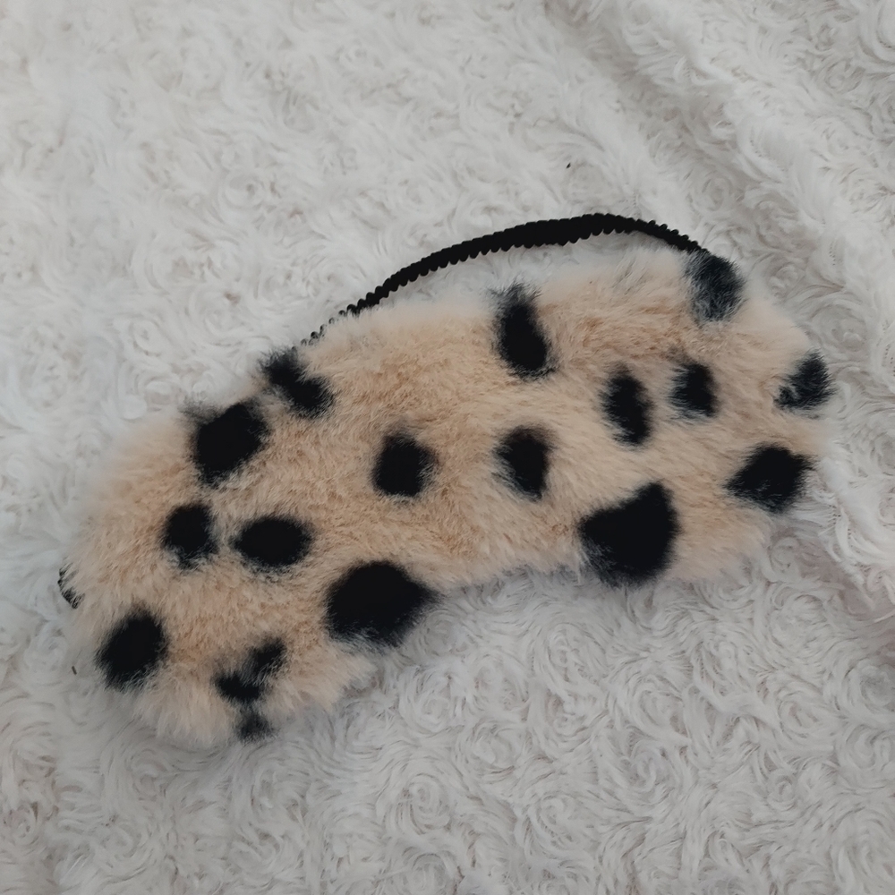 Leopard print and black satiny sleep mask Relax Self Care Air Travel